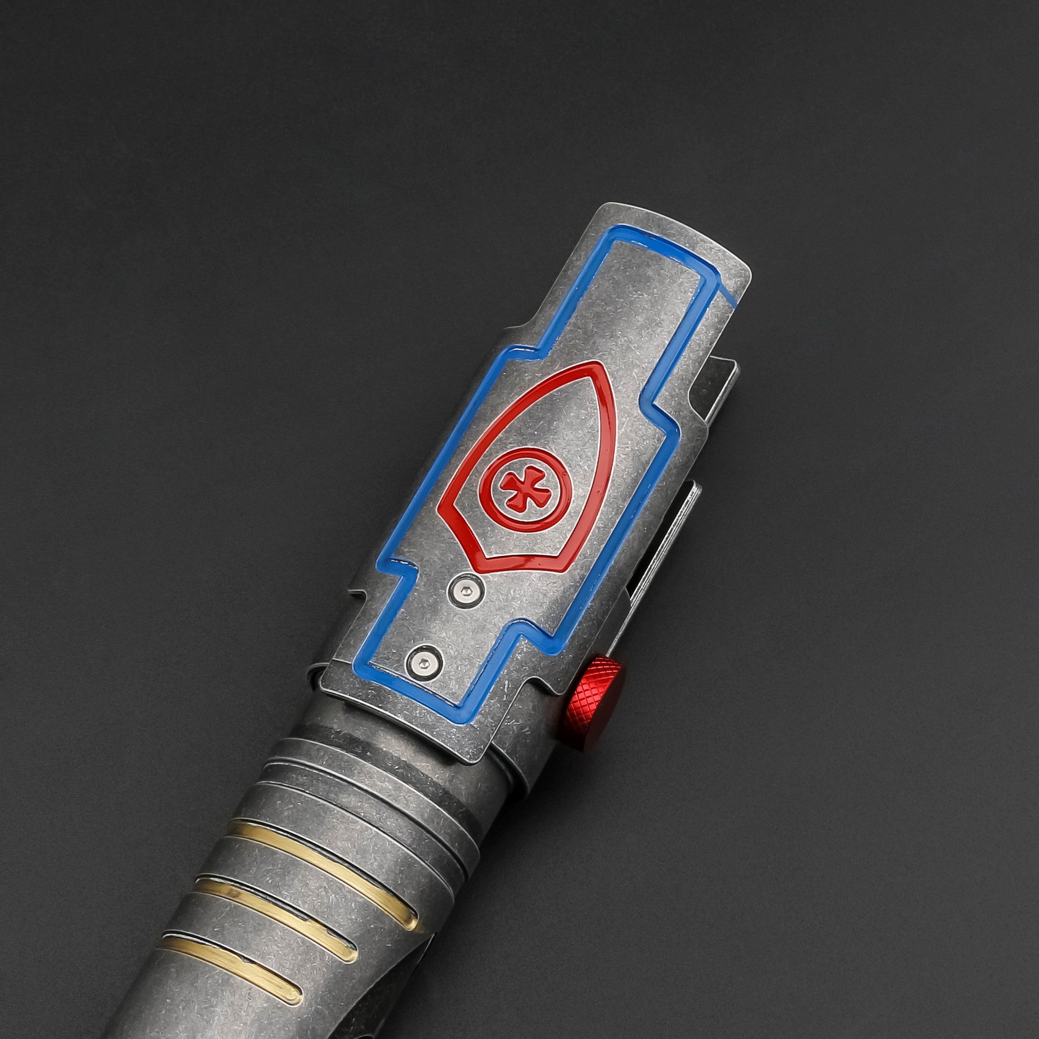 Partial view of Fallener saber hilt