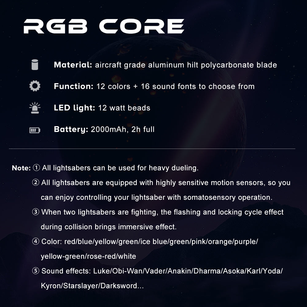 RGB Core Lightsaber Parameters