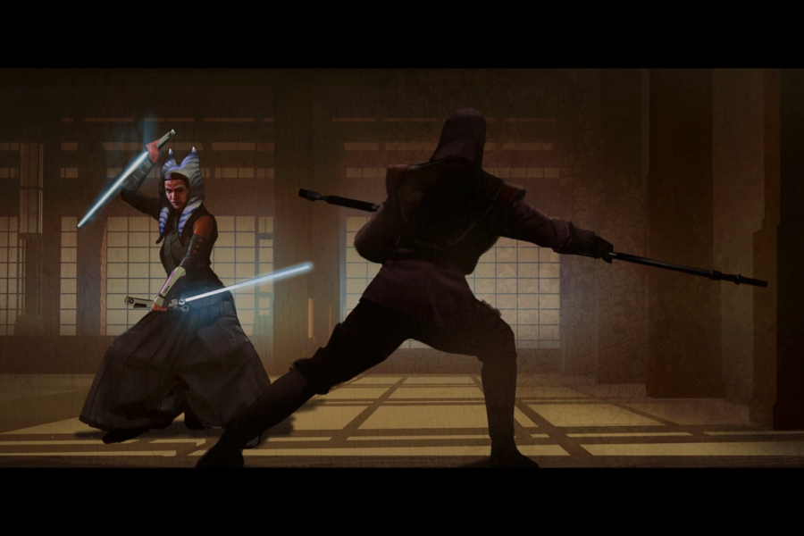 Ahsoka Tano fights with a white lightsaber.