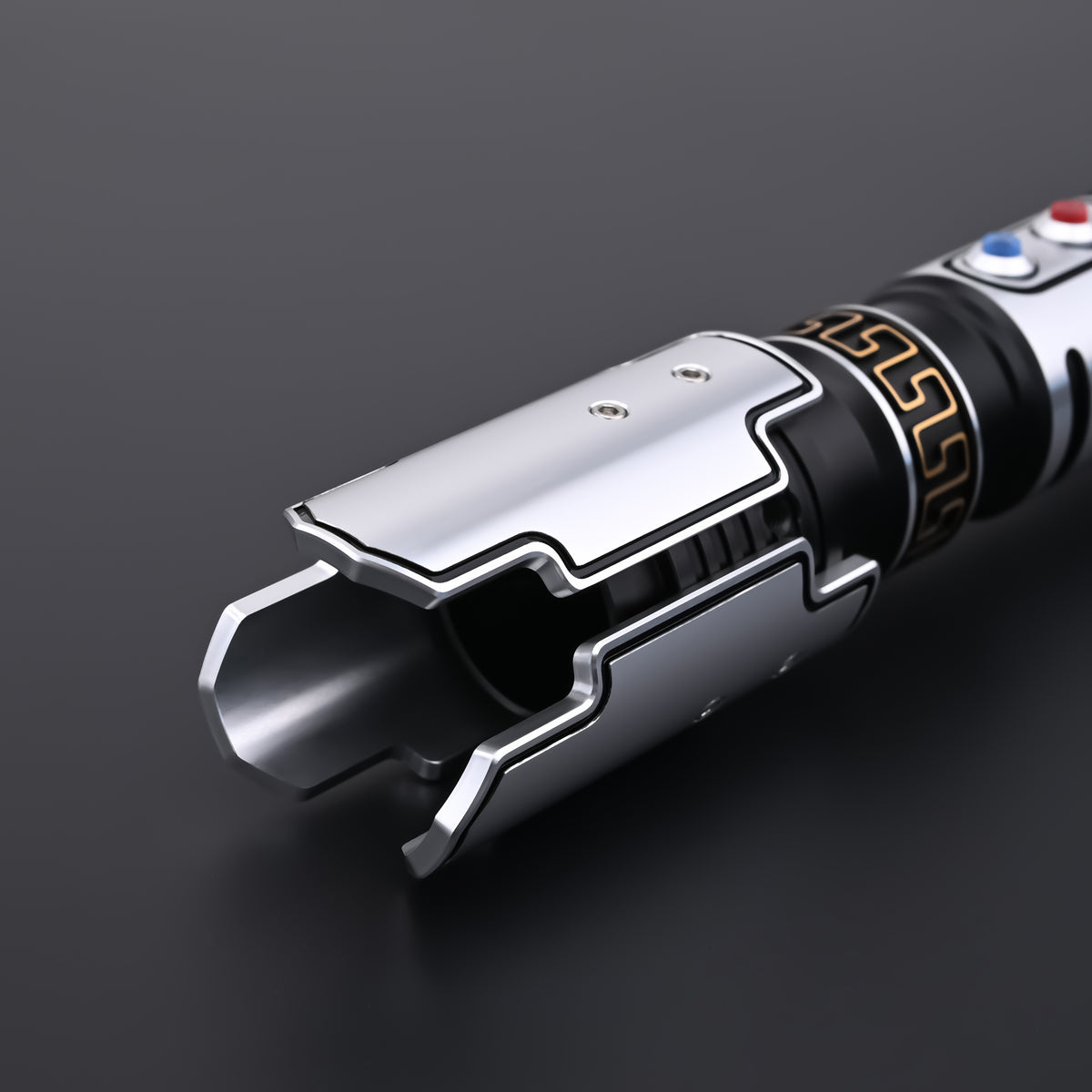 Close-up view of the Falcon lightsaber