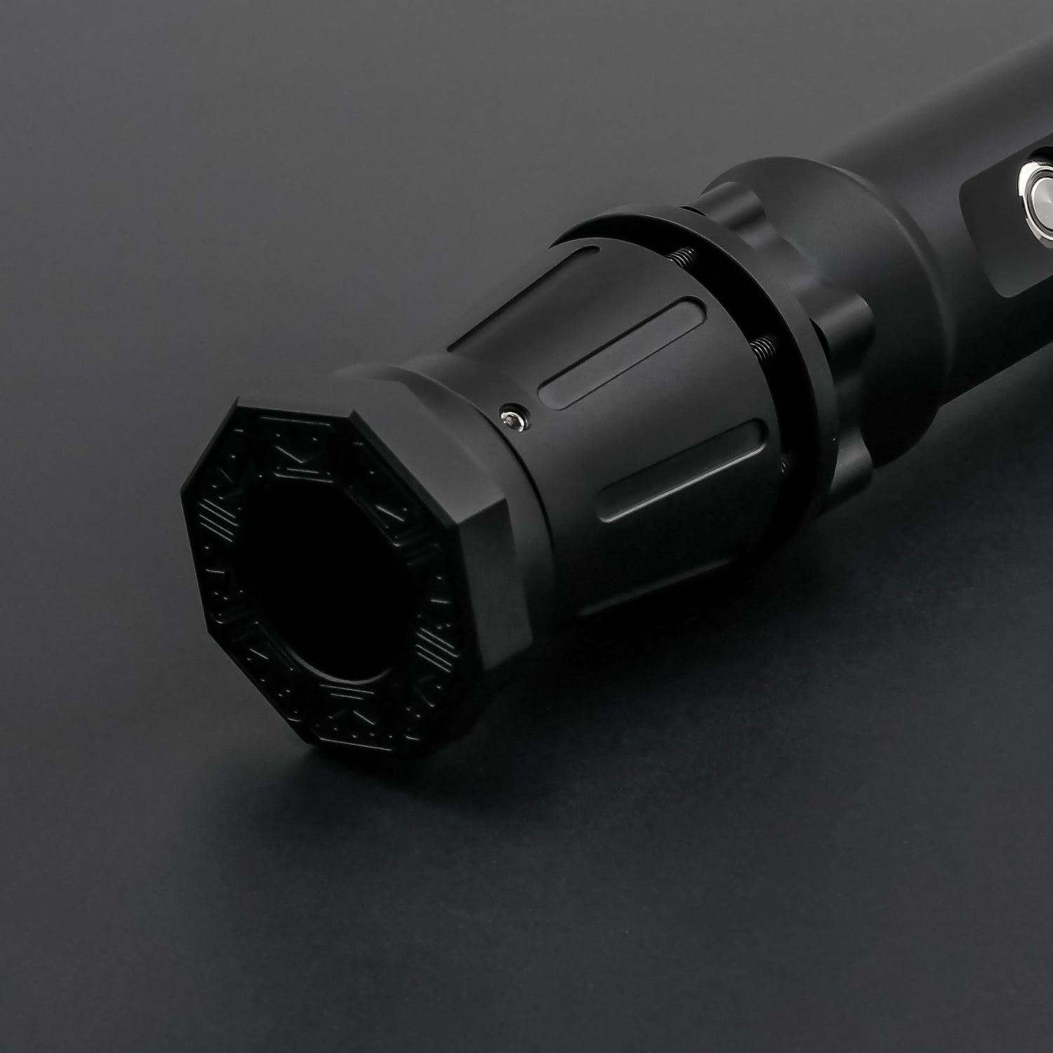 Partial view of dark rey hilt