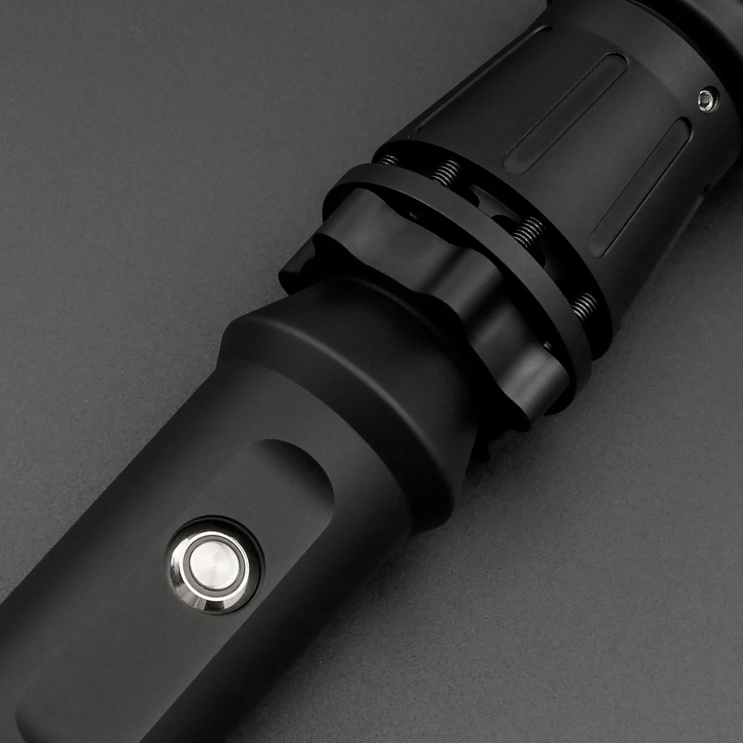 Partial view of dark rey lightsaber hilt