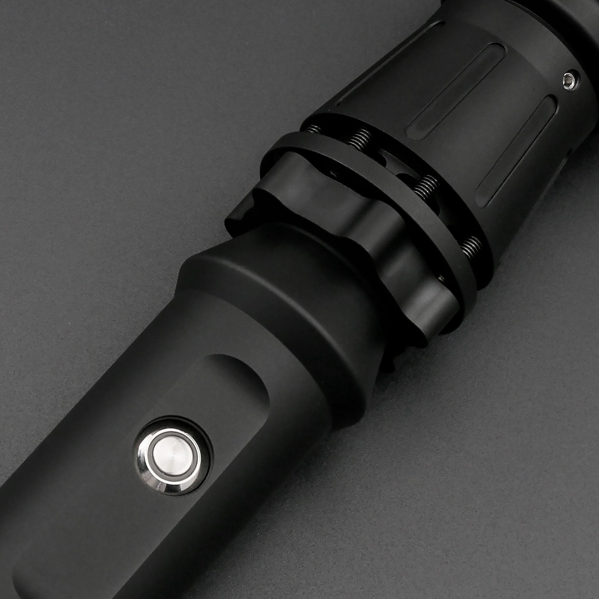 Partial view of dark rey lightsaber hilt