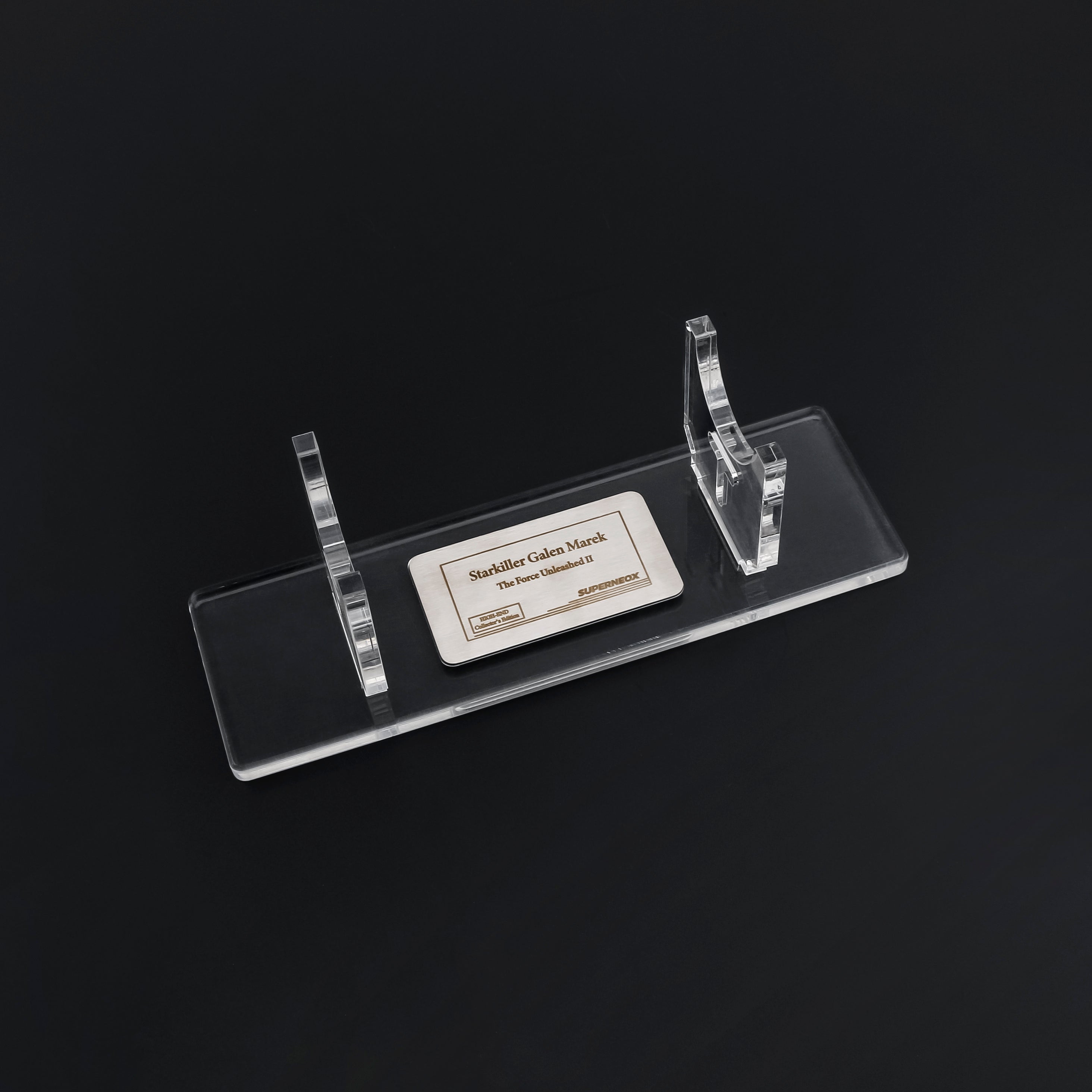 Nameplate on lightsaber stand 