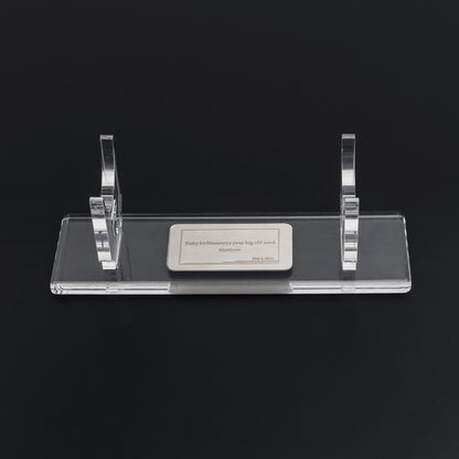 Lightsaber nameplate on display stand 