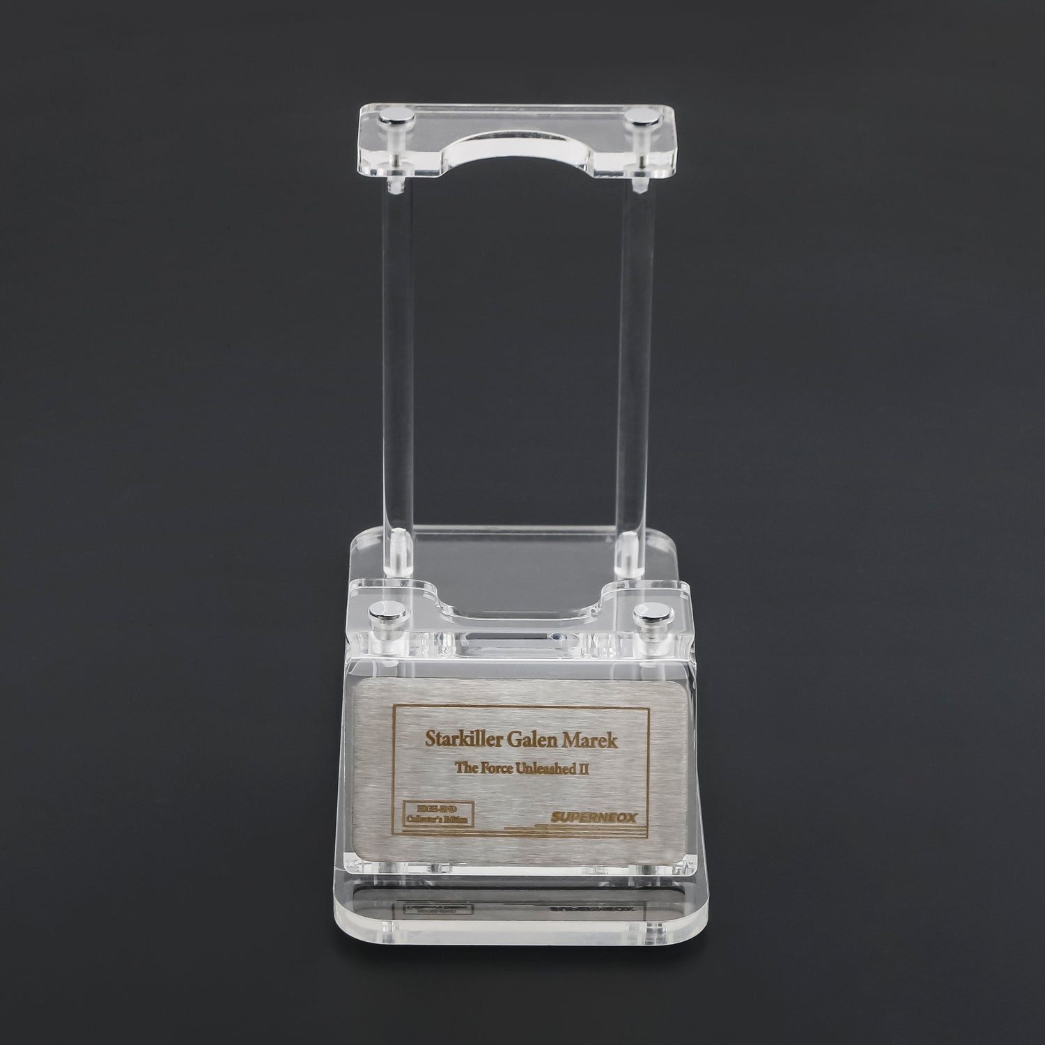 Lightsaber nameplate on display