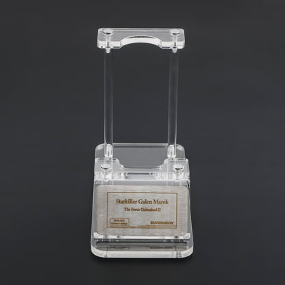 Lightsaber nameplate on display